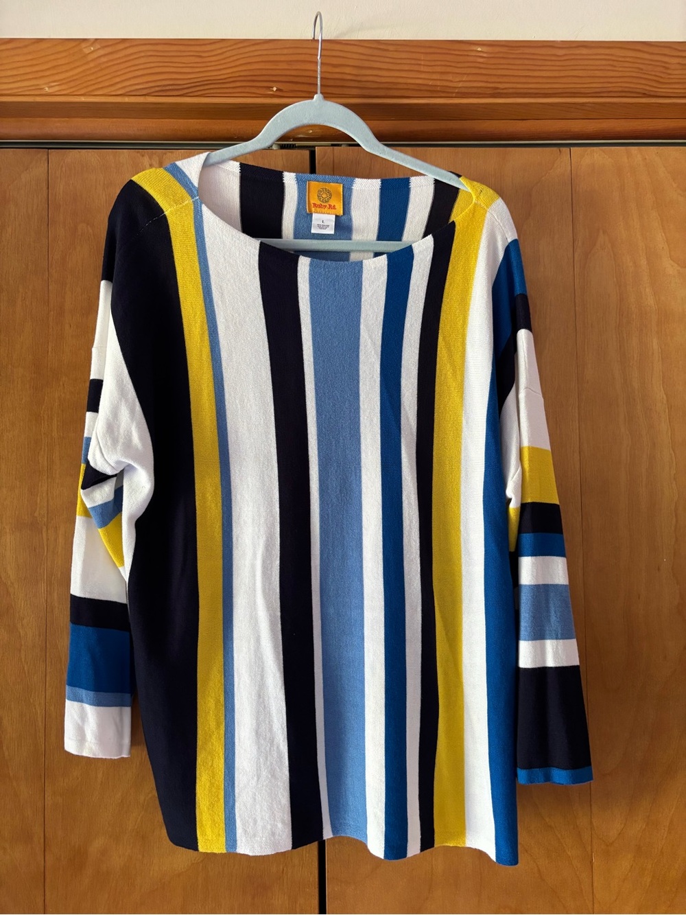 Ruby Rd. Striped Long Sleeve Lightweight Sweater